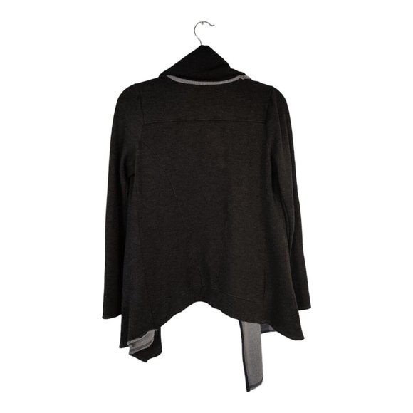 NESH Luxe Women's Cardigan Organic Cowl Neck Open Front Assimetric Cardigan Sz S - Picture 2 of 8